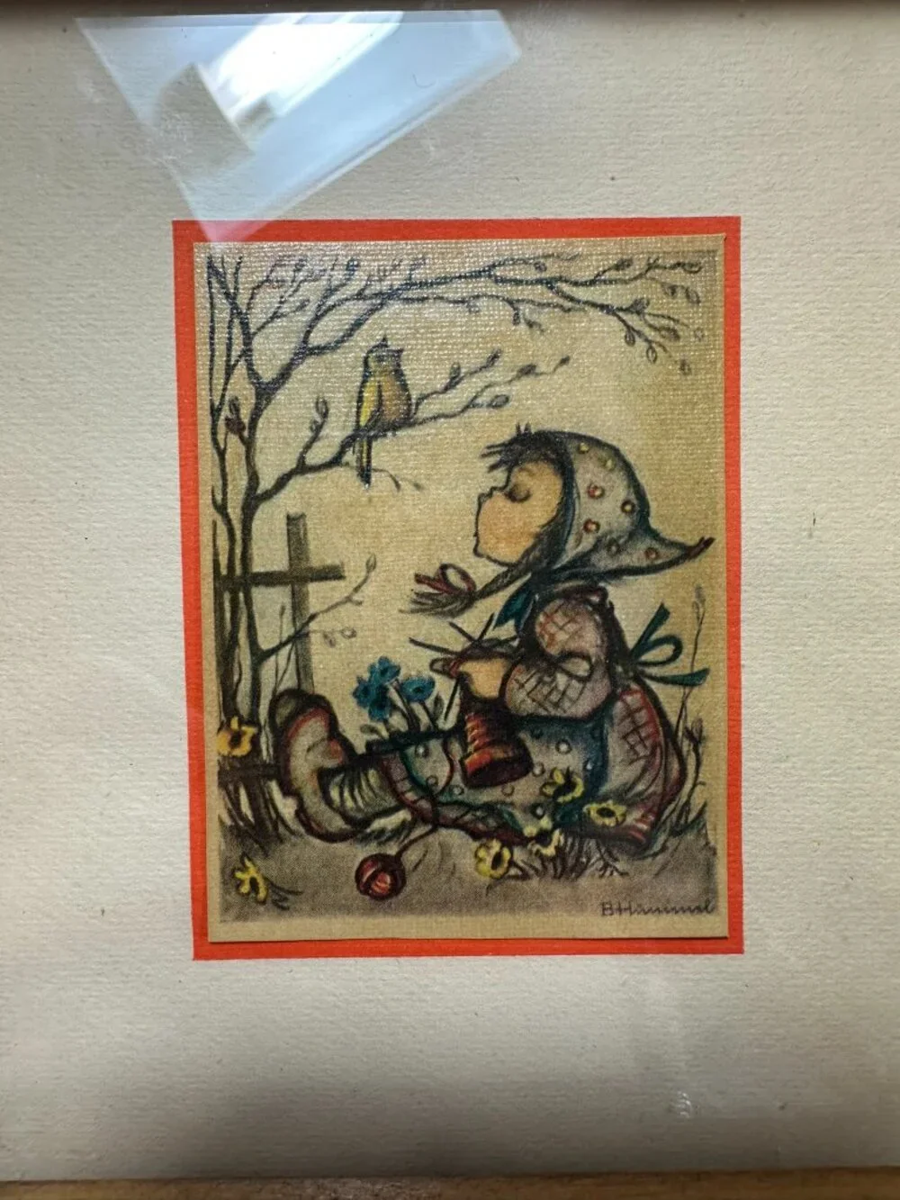 Vintage Hummel, Print, Goebel Art, German Collectible, Wood Framed Art, Hummel P